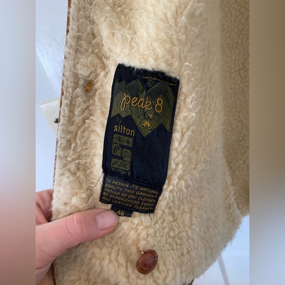 Vintage silton peak 8 suede leather Sherpa wool lined heavy jacket winter coat - Picture 4 of 8